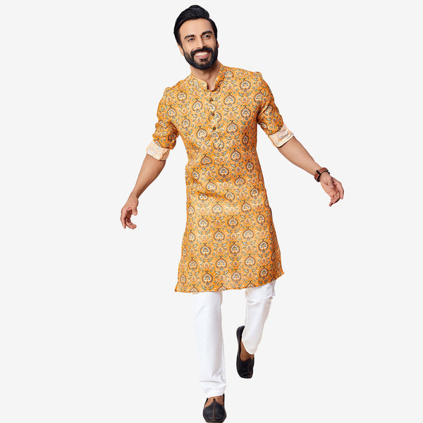 Festive Wear Mustard Floral Printed Kurta