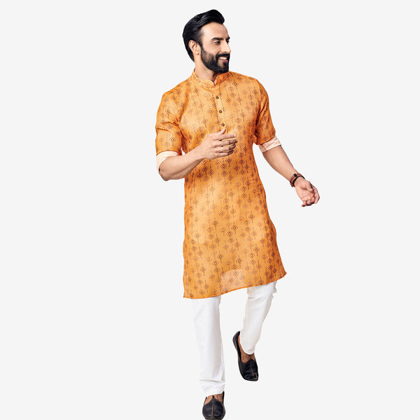 Elegant Yellow  Printed Kurta  for Mens