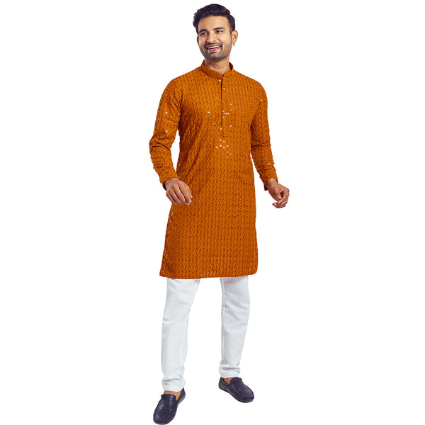 Shimmering Style  Sparkle Brown Kurta for Men