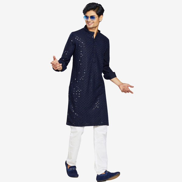 Palette Navy Blue  Kurta for Mens