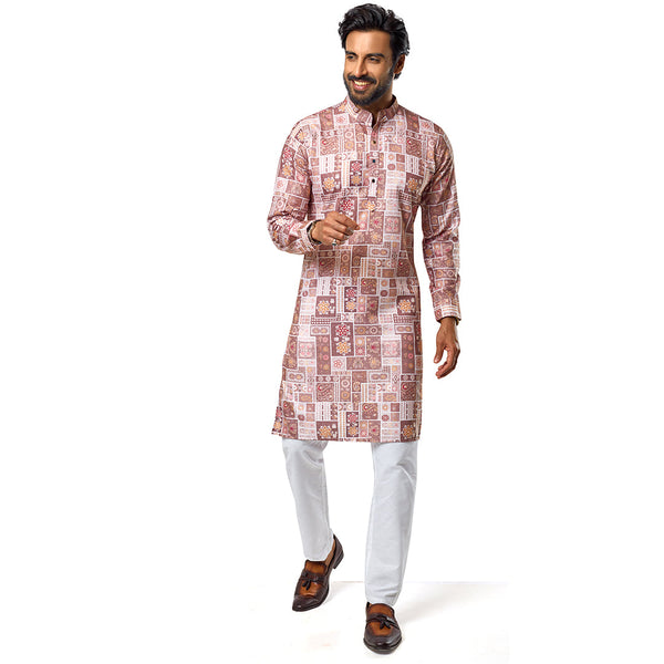 Classic  Brown Color Patch Kurta