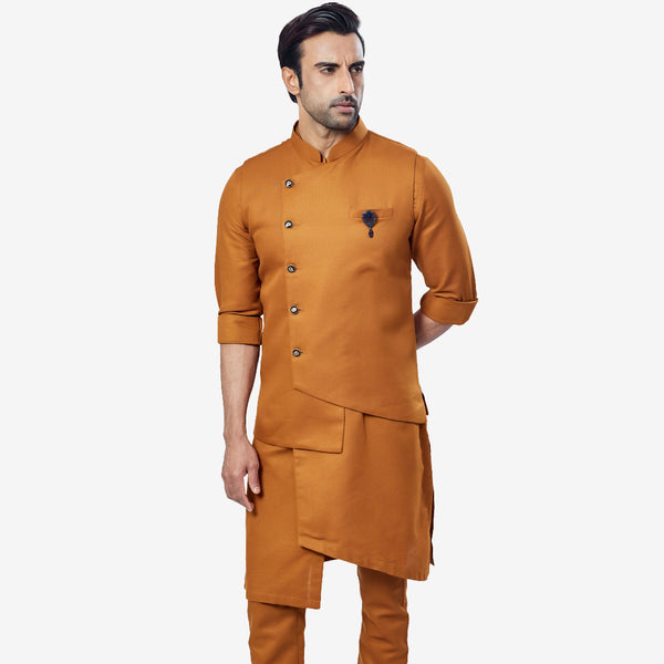 Sacred Men's Cross Brown Kurta