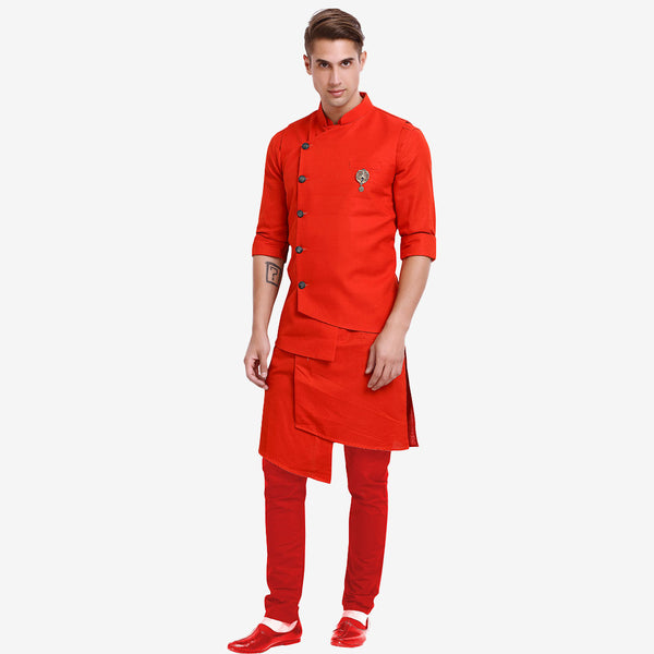 Tangerine Men's Orange Shade Kurta