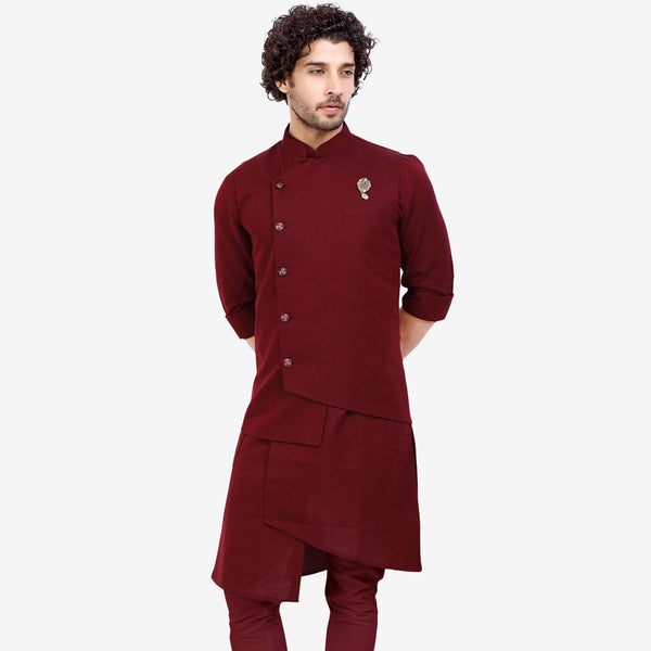 Burgundy Men's Wine Shade Kurta