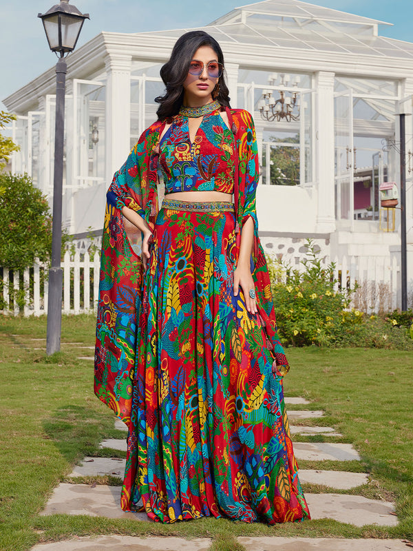 Lush Foliage-Inspired Multicolor Palazzo Set