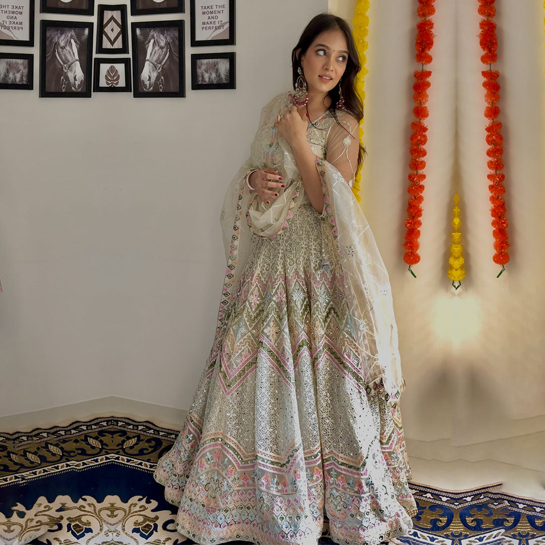 Multicolor Embroidered Bridal Lehenga Choli Latest 2998LG34