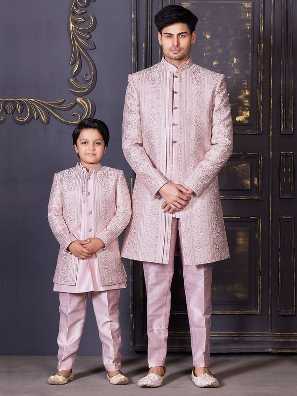 Light Pink Ethnic Sherwani Set for Father