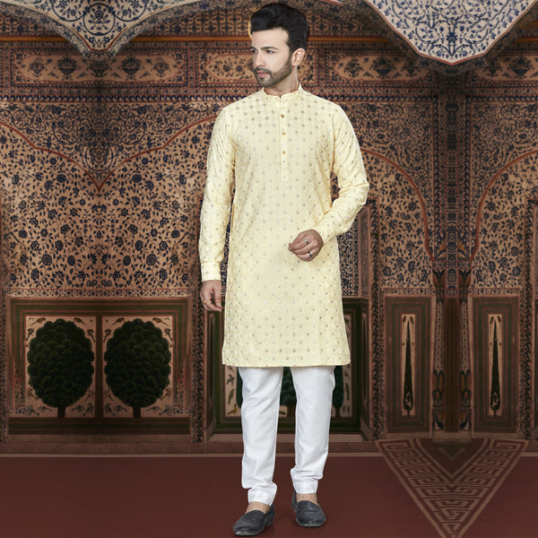 Radiant Sunshine Lemon Yellow Kurta for Men