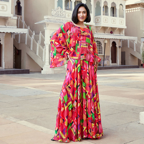 Multicolor Printed Palazzo Set for Effortless Panache