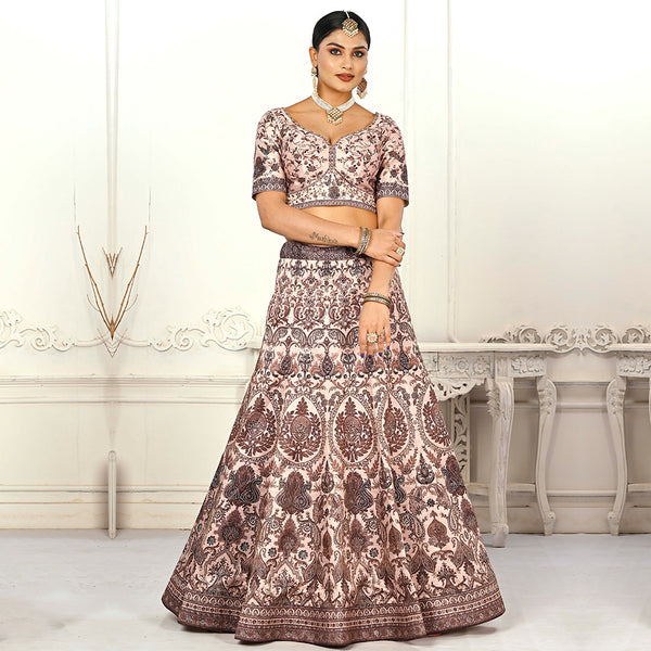 Light Cream Shimmer Lehenga Set