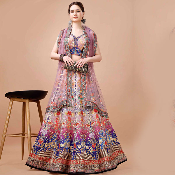 Rainbow Raga Lehenga Set with Zari Embroidery