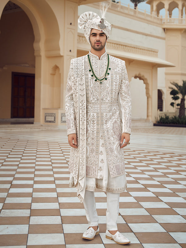 Clean White embroidered Royal Ensemble