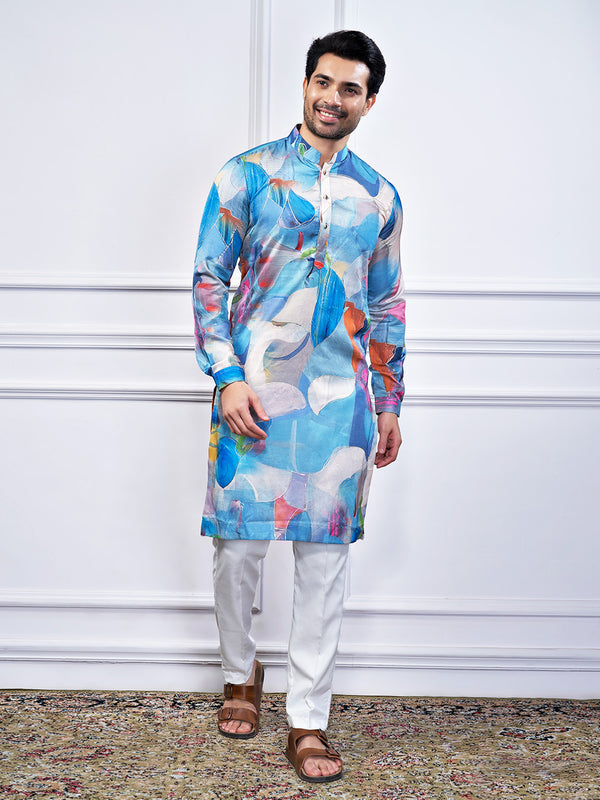 Soothing blue abstract printed kurta