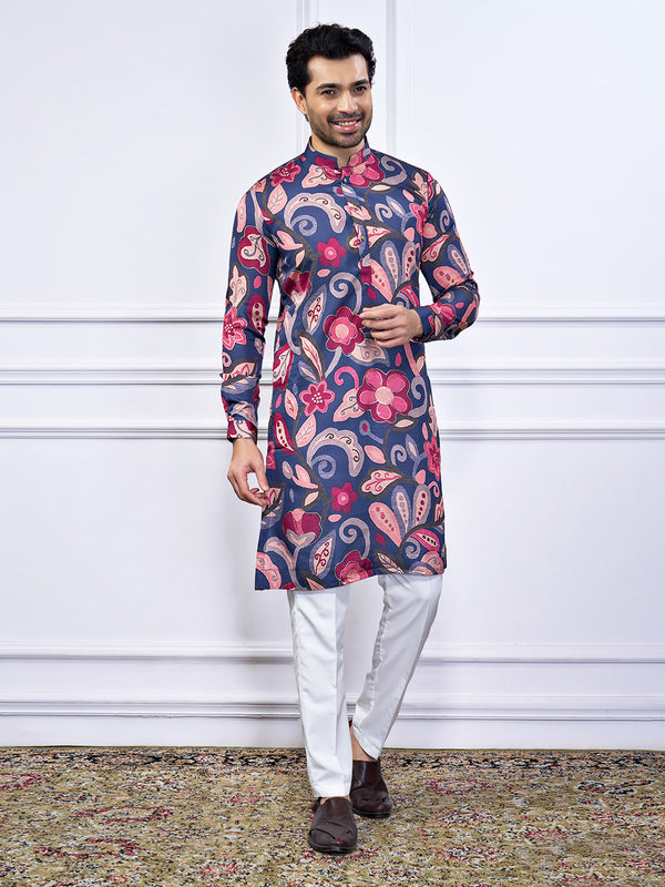 Paisley printed kurta set in blue