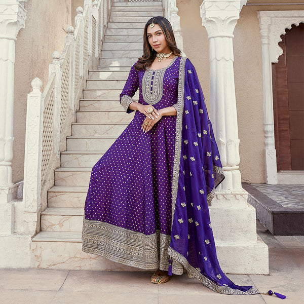Regal Elegance Purple Embroidered Salwar Suit for Women
