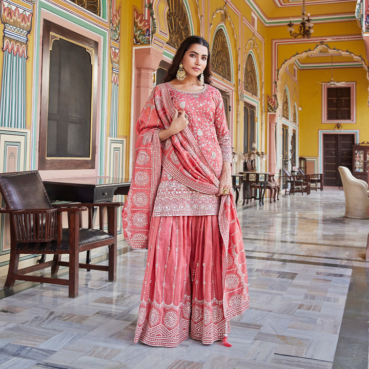 Light Pink Short Kurti Palaazo Set