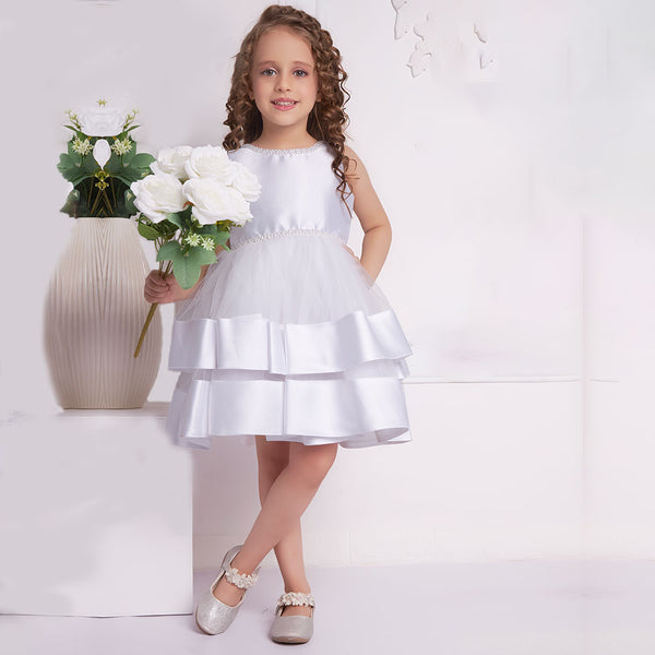 Snowflake Beautiful White Frock for Girls