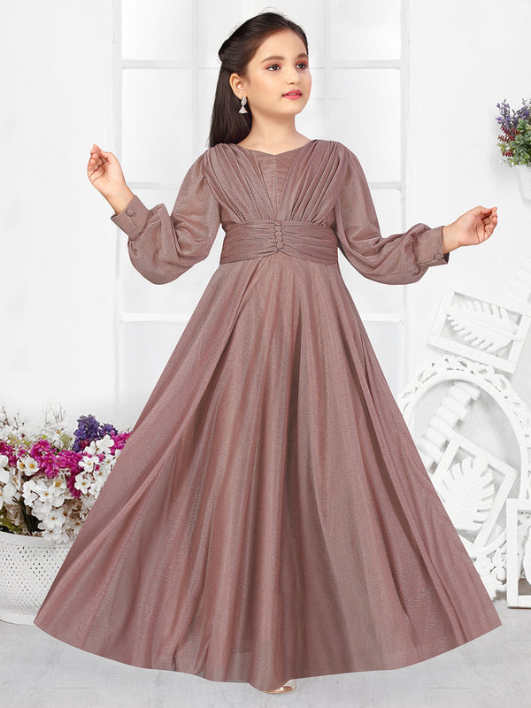 Copper Color Party Wear Gown For Girl