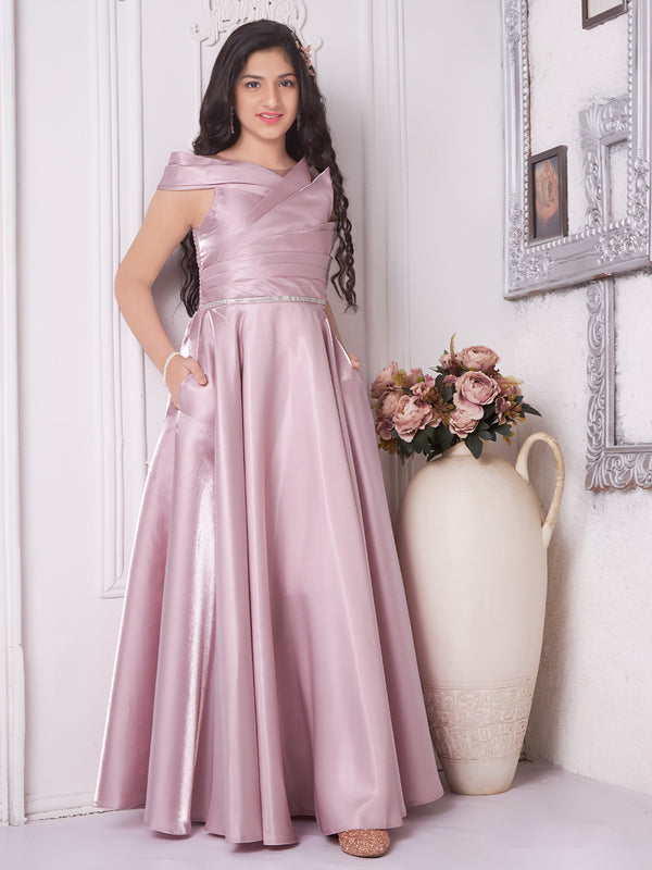 Flared Blush Pink Gown for Girls