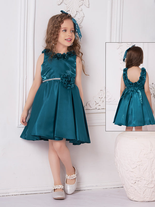 Emerald Green Flared Frock for Girls