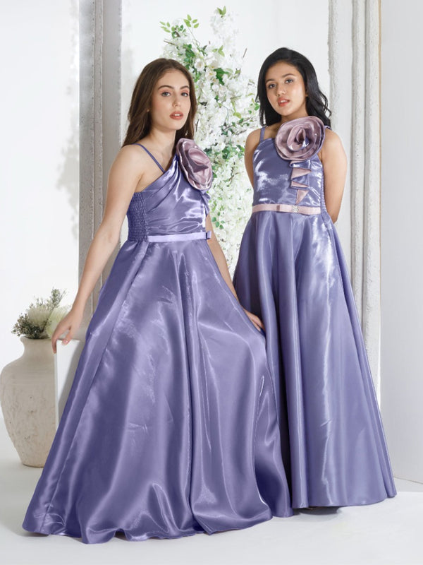 Enchanting Blue Rose Gown for Girls