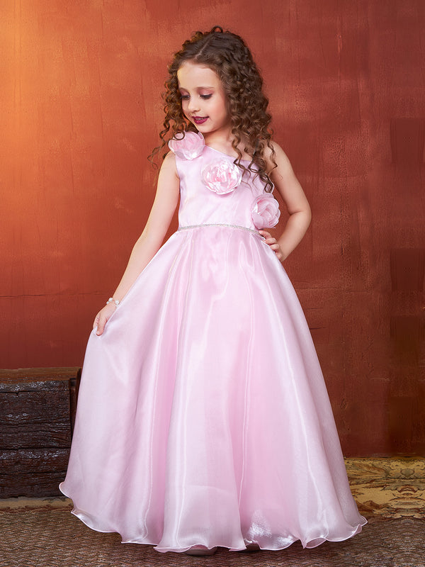 Elegant Blossom Pink Gown for Girls