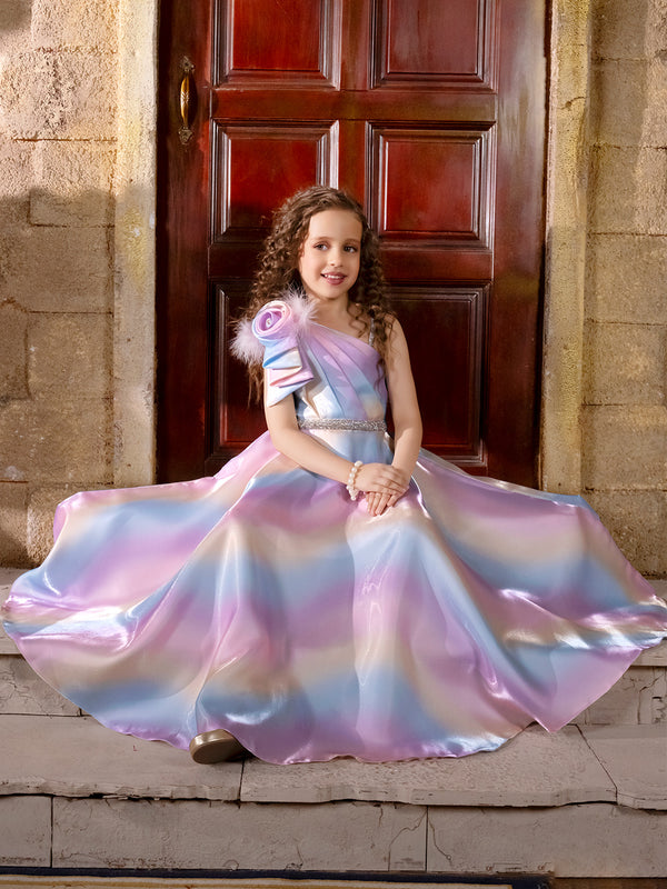 Enchanting Vibrant Multicolor Gown for Girls