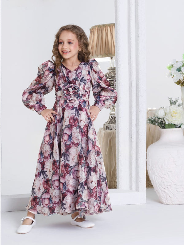 Vibrant Multi-Color Rose Gown for Girls