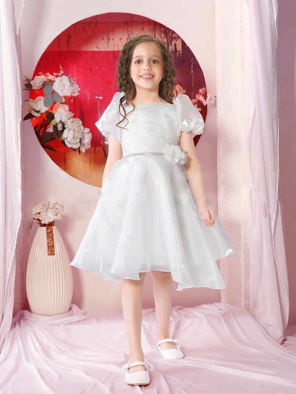 Ethereal White Graceful Frock for Girls