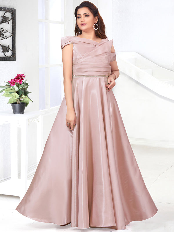 Designer Gown In Pretty Peach Color For Women