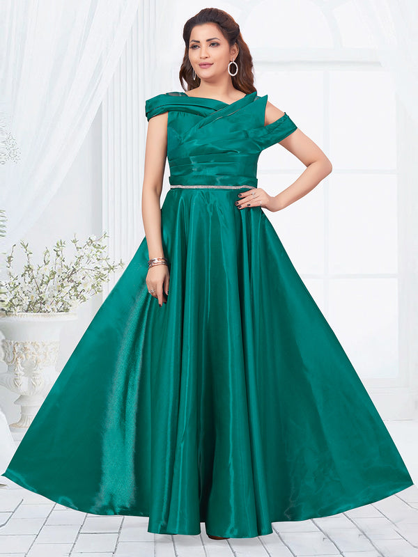 Stylish Green Evening Gown For Women