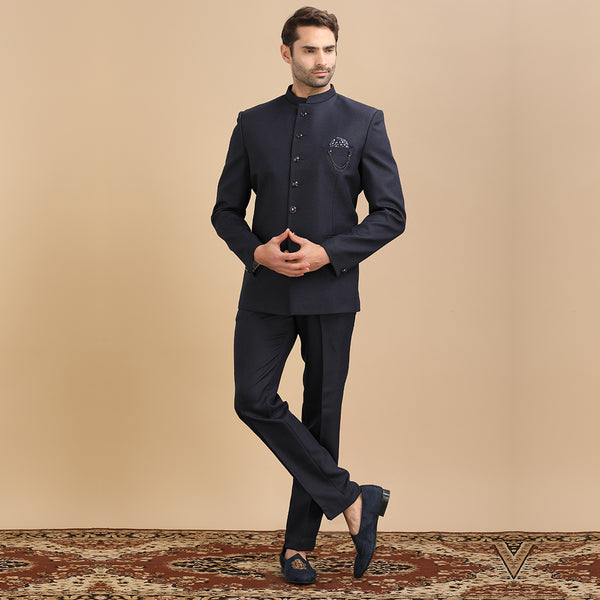 Jet Black Jodhpuri Suit for Men