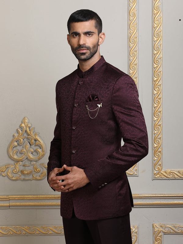 Debonair Dark Brown Imported Fabric Jodhpuri Suit By Suvidha