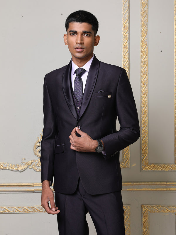 Royal Purple Imported Fabric Mens Slim Fit Designer Suit