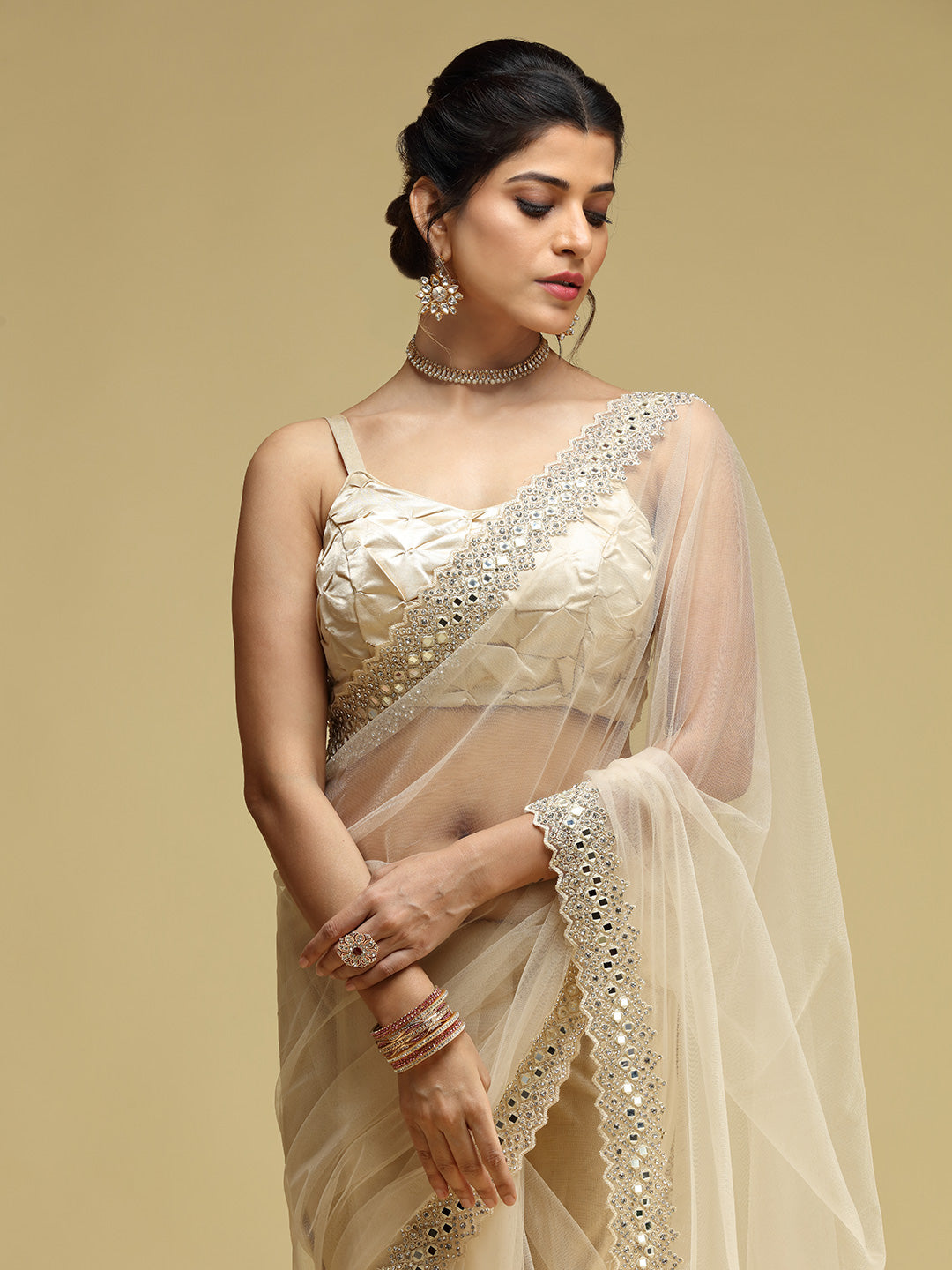 CREAM SAREE – Sahil Exclusive