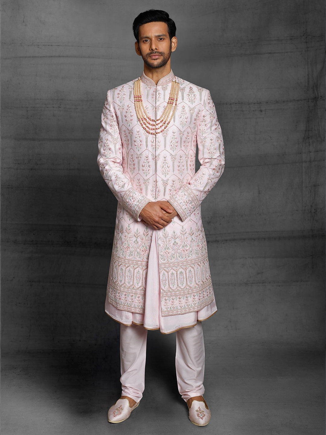 Light Pink Sherwani With Zariwork – Suvidha Fashion