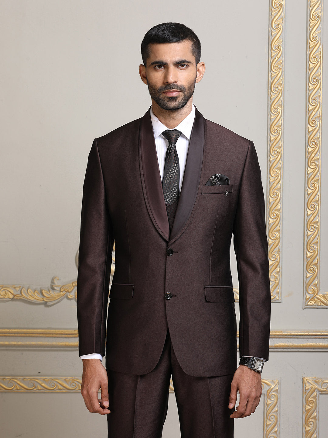 Brown Flamboyant Mens Imported Solid Designer Suit – Suvidha Fashion