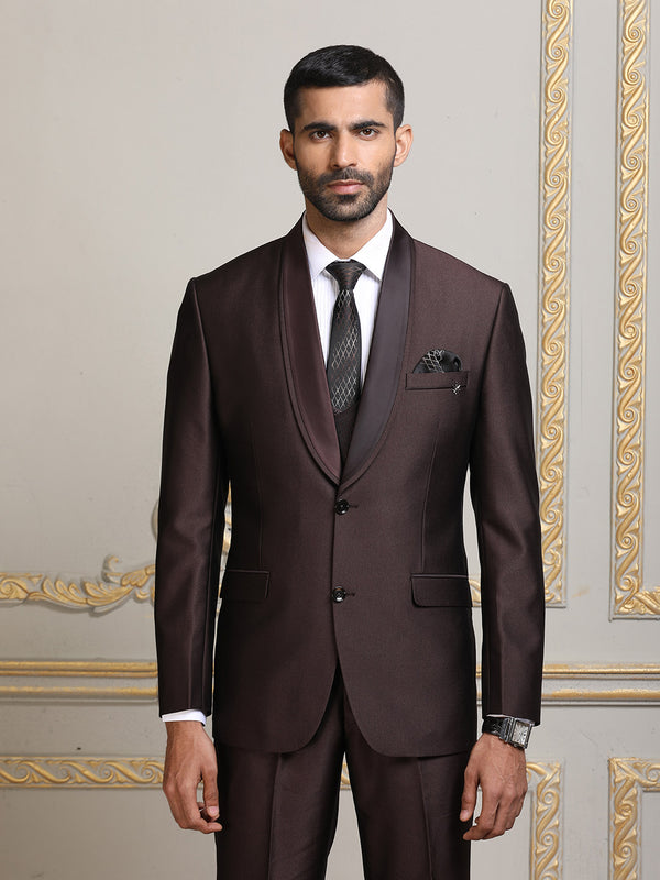 Brown Flamboyant Mens Imported Solid Designer Suit