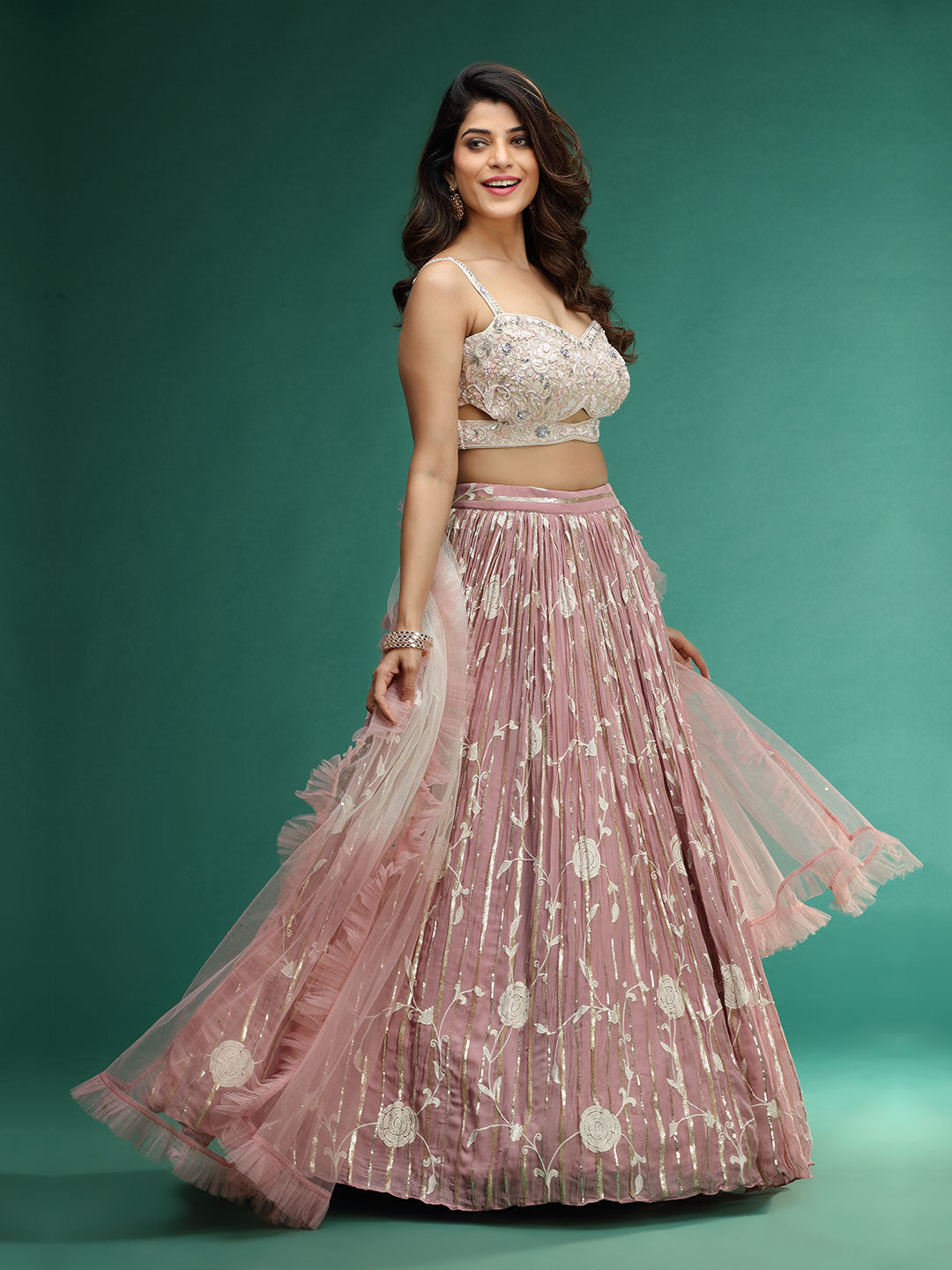 Baby Pink Embellished Lehenga Choli – Suvidha Fashion