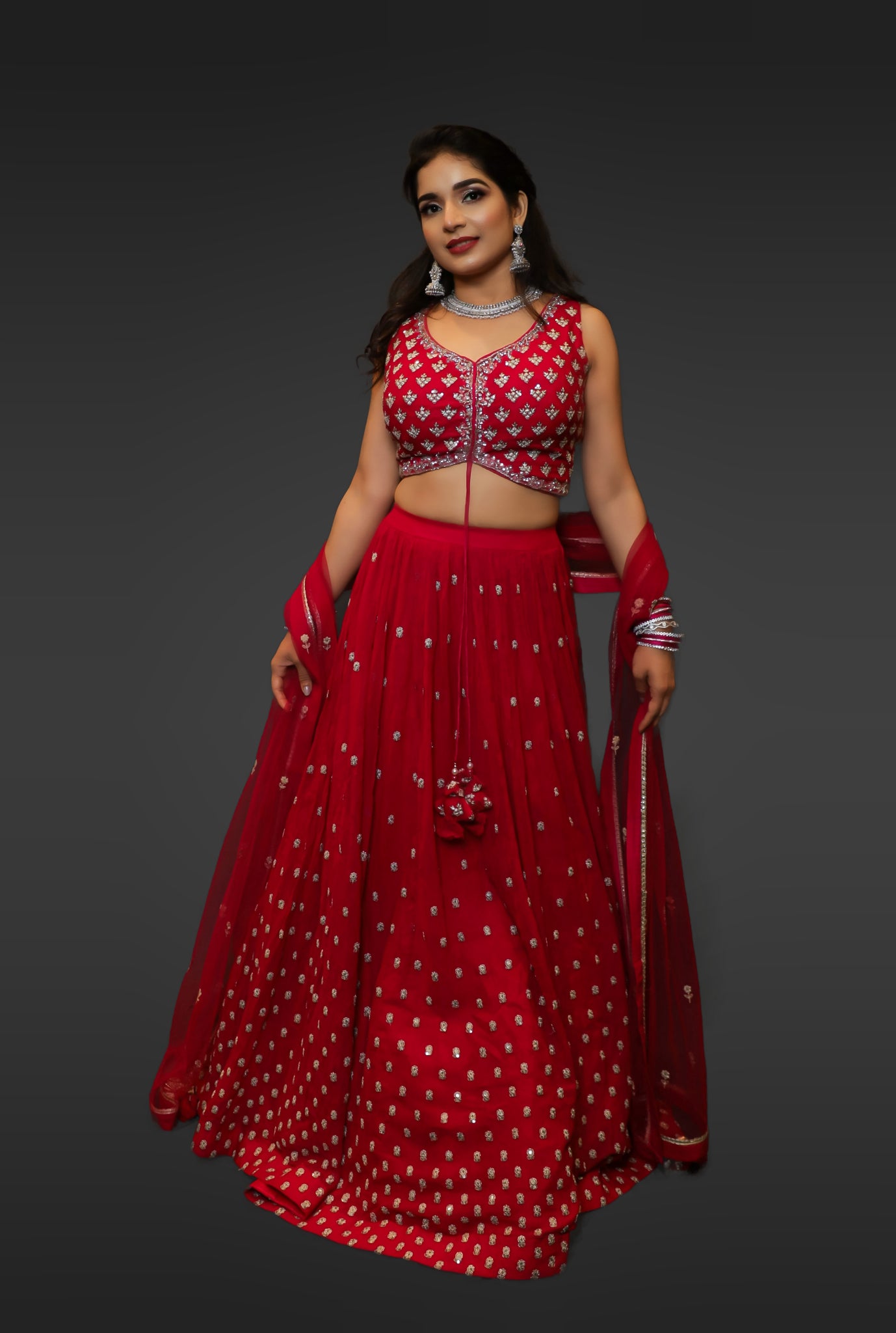 Vibrant Ruby Pink Georgette Lehenga With Neem Zari Work (RIA's Edit)