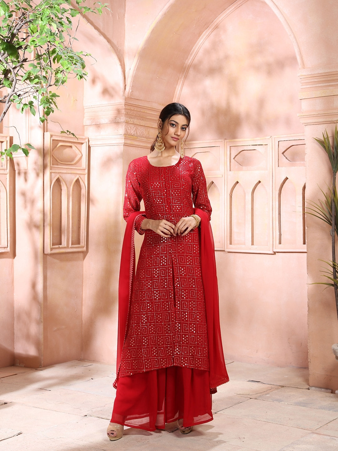Buy Red Chic Bridal Embroidered Long Henna Kaftan Gown - For Sale -  Turkeyfamousfor