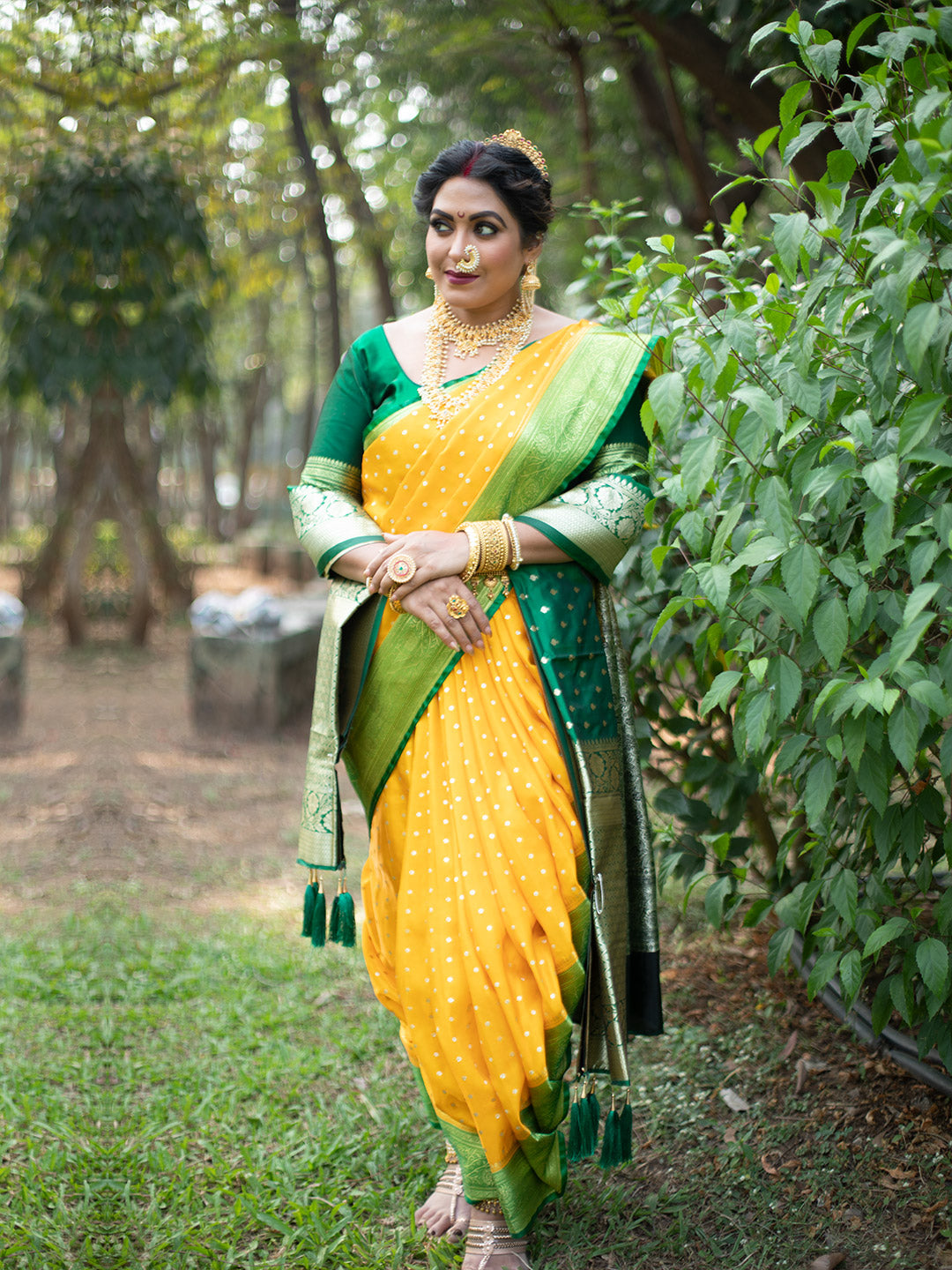 Kajal Kate in Yellow Silk Navari Saree – Suvidha Fashion