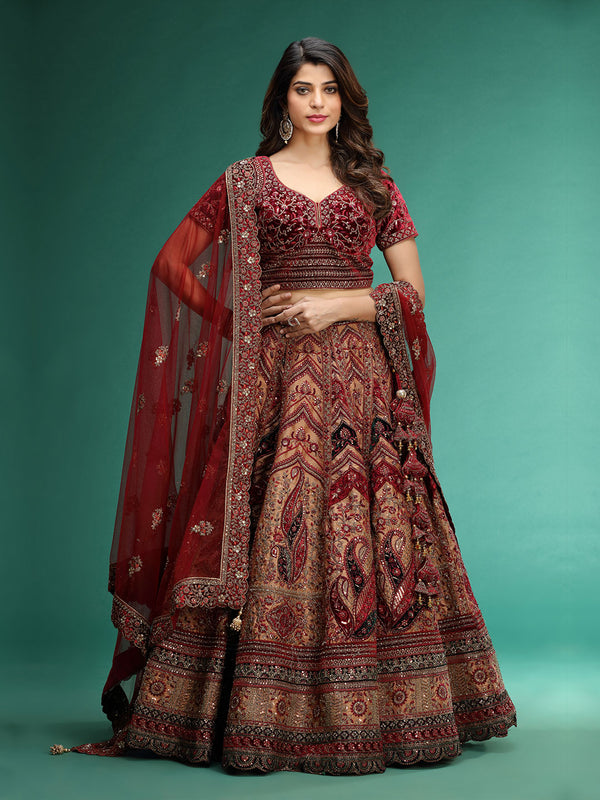 Multi-Color Bridal Lehenga With Fully Embroidery All Over
